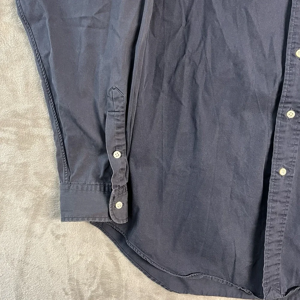 Ralph Lauren Blake Button Front Shirt Navy Logo Mens Large Long Sleeve Cotton